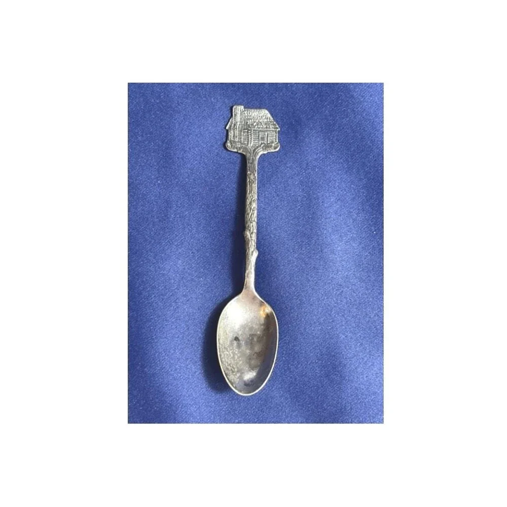 Vintage Towle Log Cabin Syrup Spoon Silverplate Souvenir 1900s 1920s Collectible